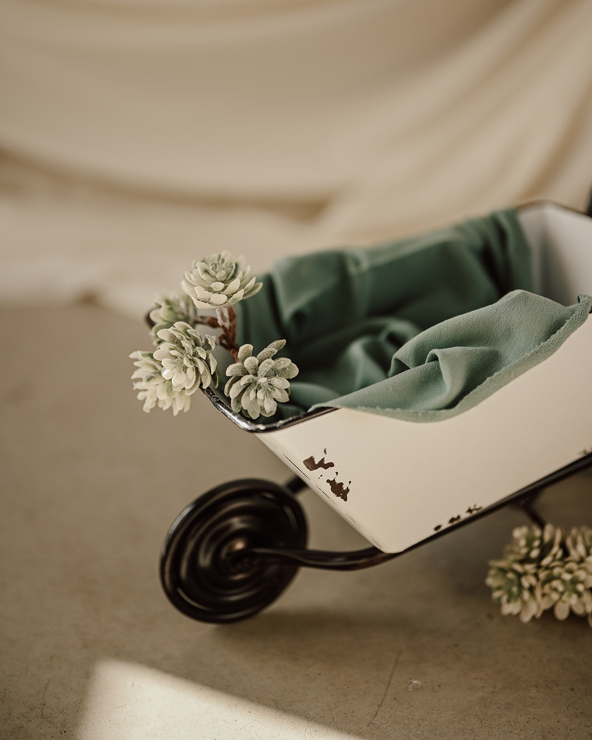 Spring Wheelbarrow Set + Mini Plants + Green Fabric