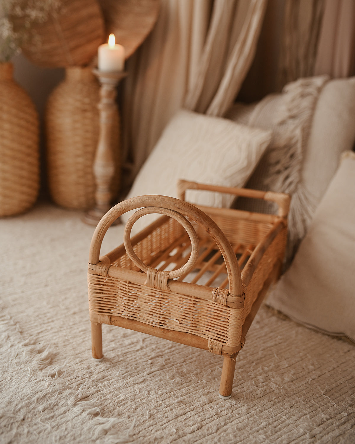 Sandra - Rattan Bed with Legs
