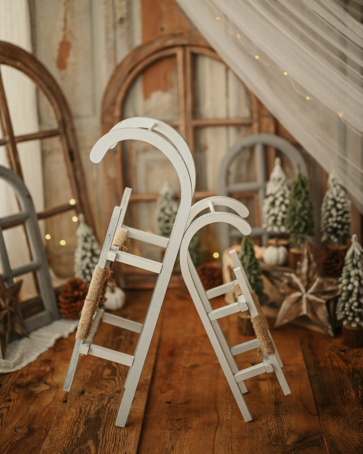 White Rudolph Wooden Sleigh - Three Sizes